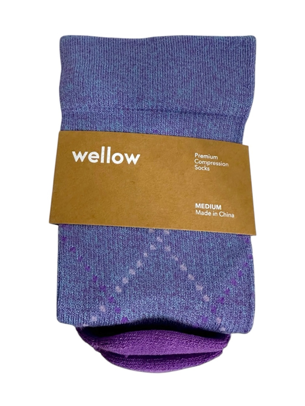 NWT Wellow Purple Argyle Bamboo Compression Socks Medium 18-25 mmHg Unisex
